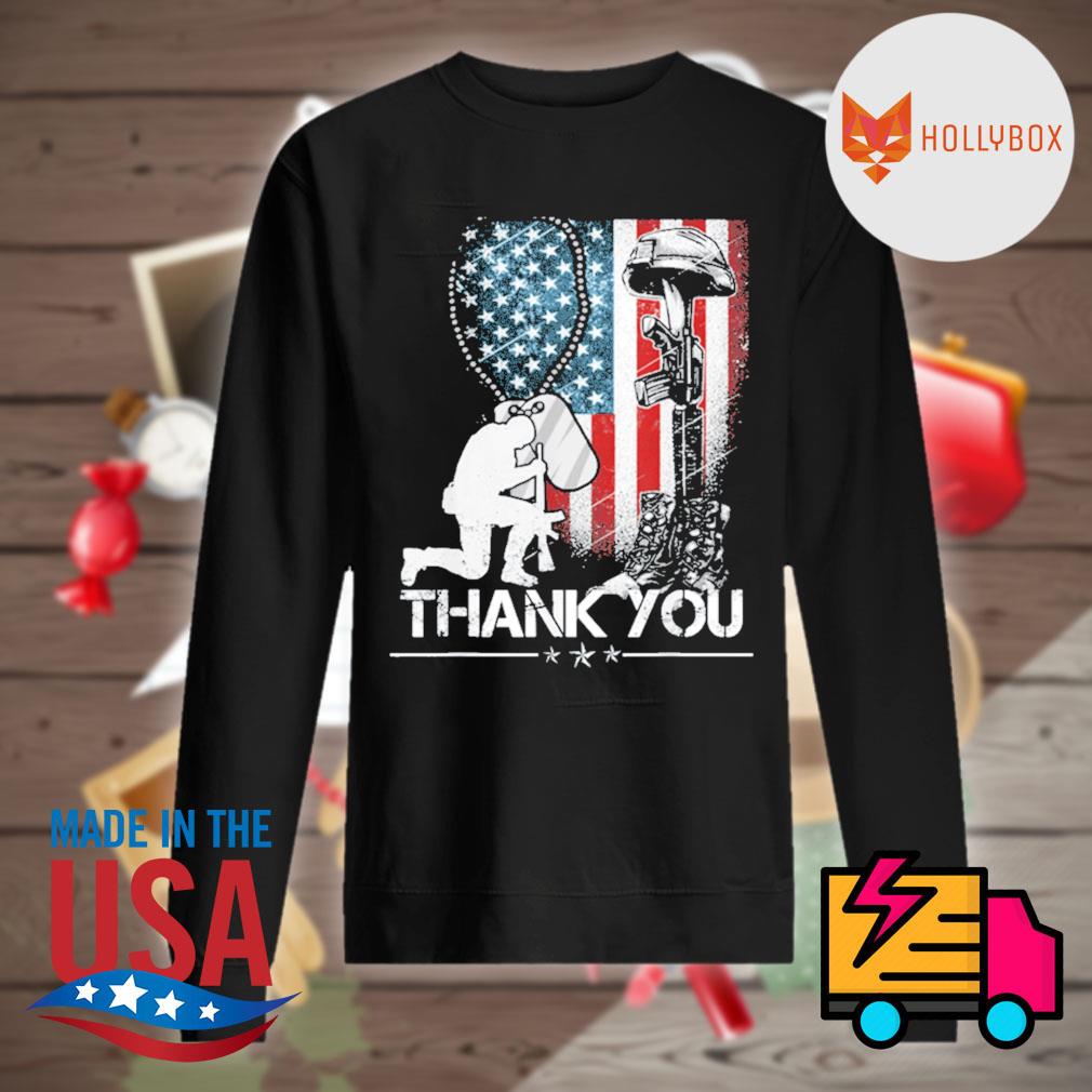 Distressed Memorial Day Flag Military Boots Dog Tags Shirt Sweater