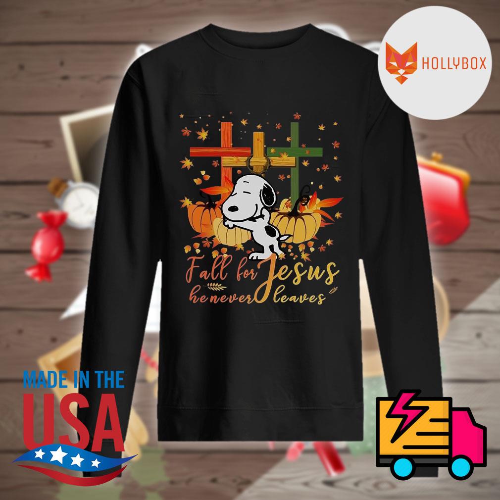 Snoopy fall for Jesus he never leaves Halloween s Sweater