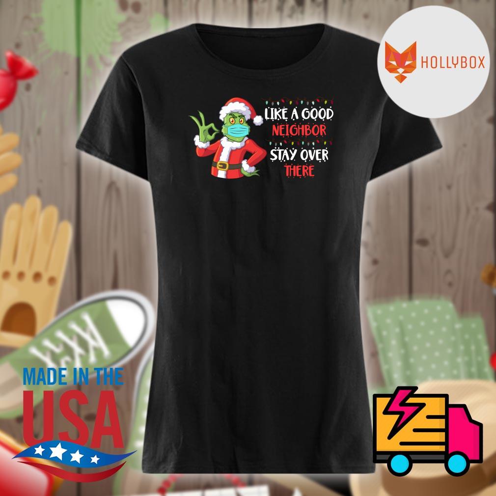 https://images.myhollybox.com/wp-content/uploads/2020/12/grinch-santa-face-mask-like-a-good-neighbor-stay-over-there-christmas-shirt-V-neck.jpg