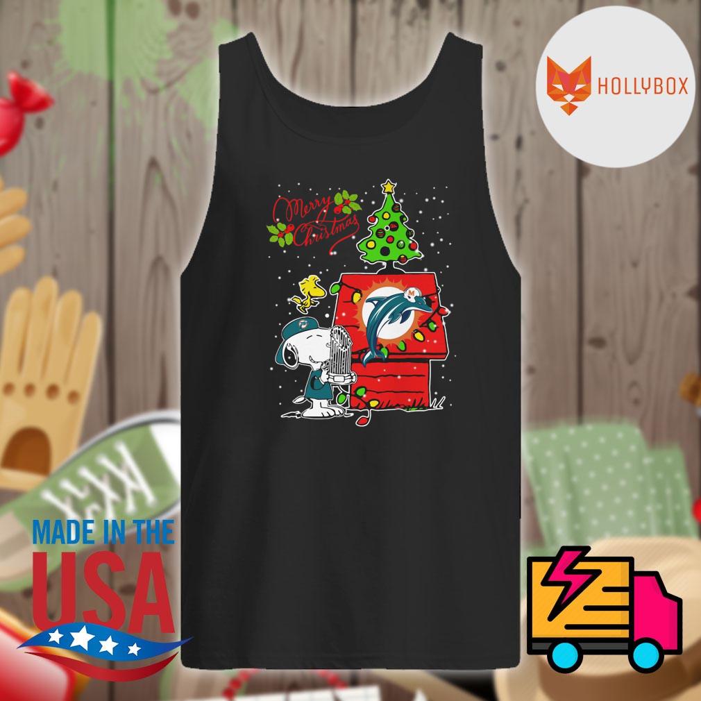 Miami Dolphins Santa Snoopy Wish You A Merry Christmas Shirt